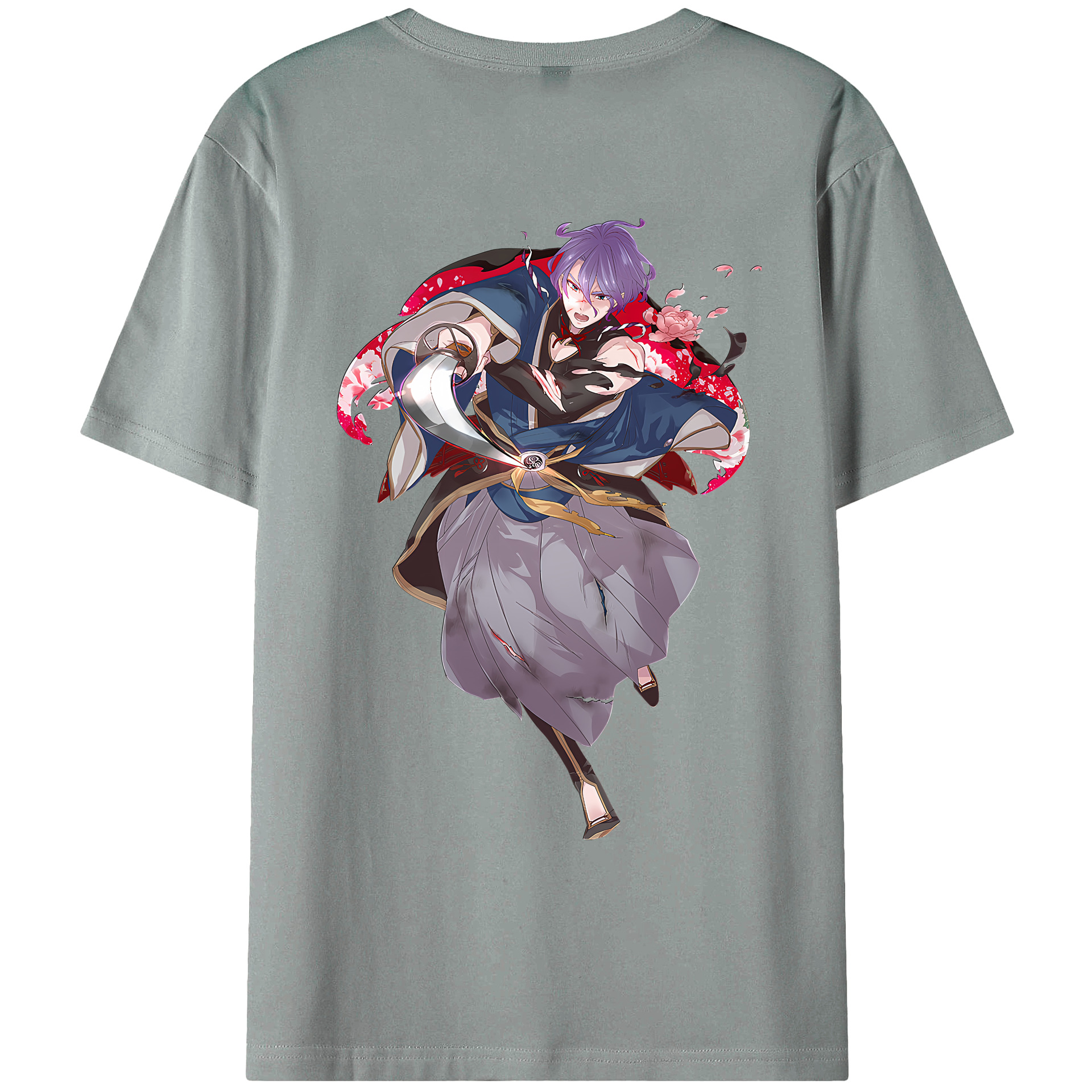 （画像用） 刀剣乱舞 Touken Ranbu 綿100％ メンズ半袖Tシャツ（バックプリント） 通気性